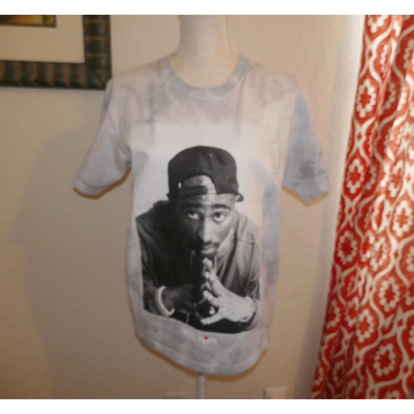 Tupac Tie Dye Gray and White Poetic Justice T-Shirt Sz Med - Picture 2 of 16